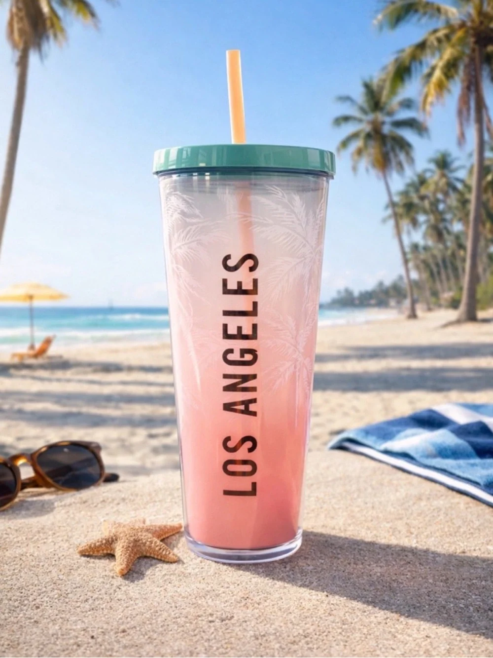 Starbucks Los Angeles Pink Travel Tumbler with Mint Green Lid